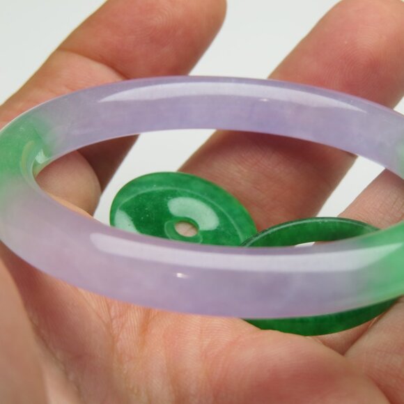 "Natural Jade bangle +  REE Jade Ring Jade Donut 53mm" - Picture 3 of 3